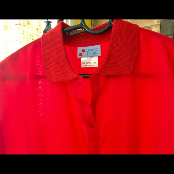 Vintage Red Polyester Polo Shirt by David Peet - Picture 5 of 8